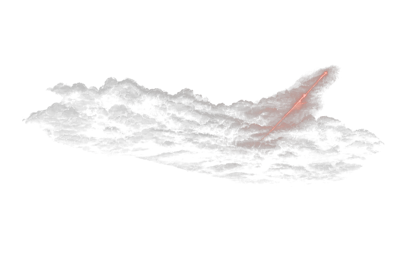 A pencil study of a behavioral field: a dense cloud of on-plan systems, and one trajectory departing in red.